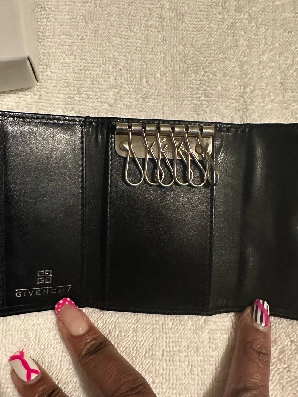 Givenchy Black Monogram Leather Card Holder with Silver Plaque